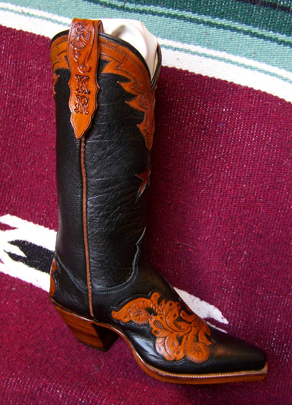 Fully fitted and carved "Texas Rose" boots by Buckaroo Custom Boots.