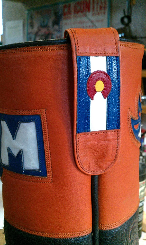 Close-up of detail work by Buckaroo Custom Boots.