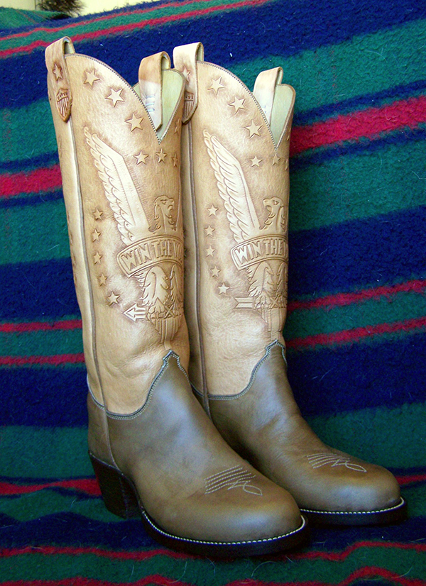 Fully fitted and carved "Win-the-War" Boots by Buckaroo Custom Boots.