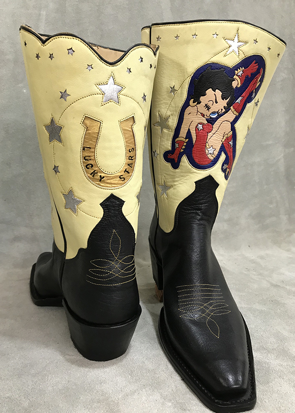 Fully fitted and carved "Betty Boop" Boots by Buckaroo Custom Boots.